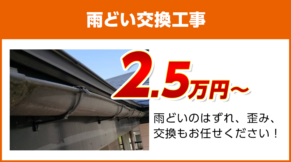 愛知県の雨どい交換工事料金　樹脂製、高耐久雨どい